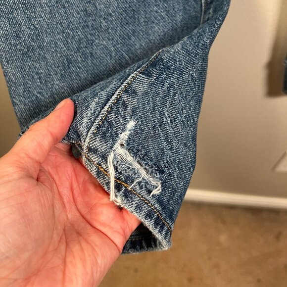 Levi's Ribcage Straight Ankle Jeans Size 25 Distressed Button Fly High Waist - Picture 10 of 12